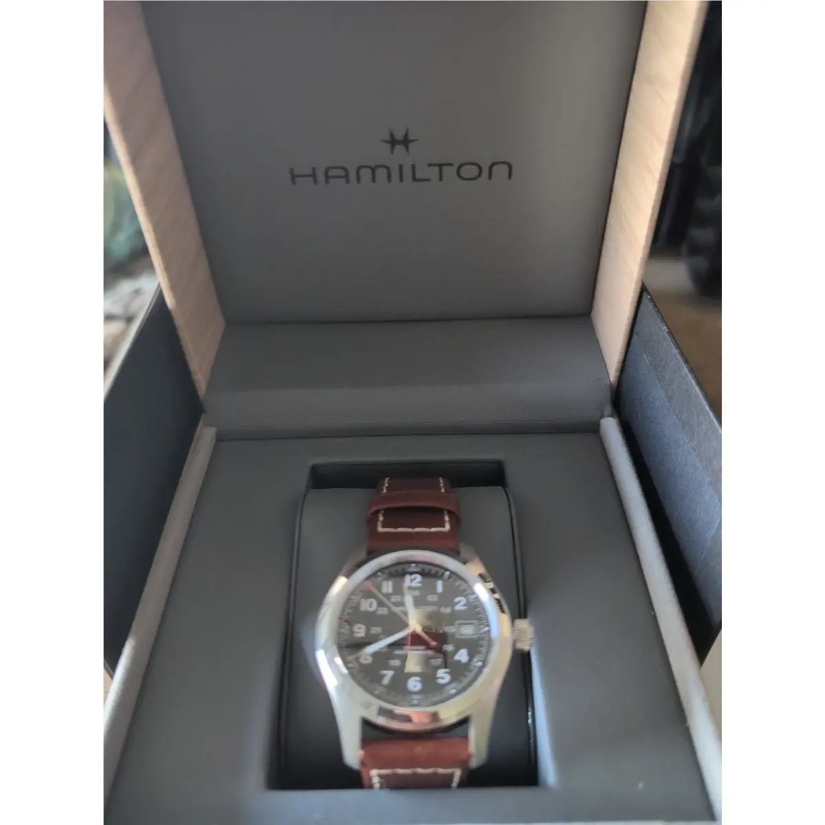 Hamilton Khaki Field 38mm Black Dial Brown Leather Strap