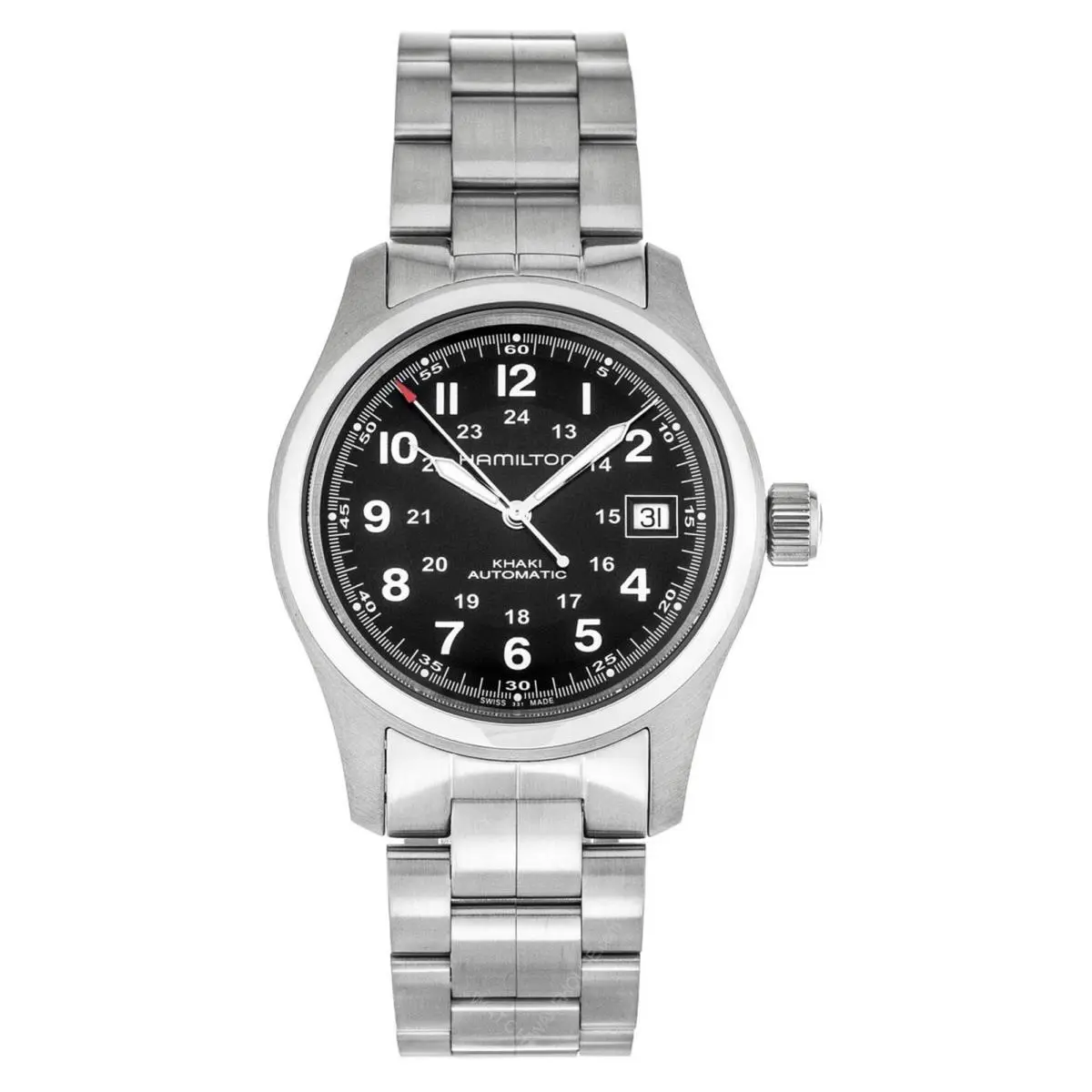 Hamilton Khaki Field Automatic 38mm Black Dial Steel Bracelet Watch H70455133