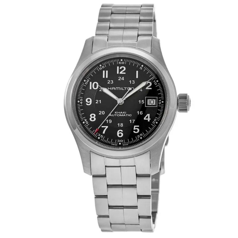 Khaki Field Auto 38MM Black Dial Steel Men`s Watch H70455133 by Hamilton