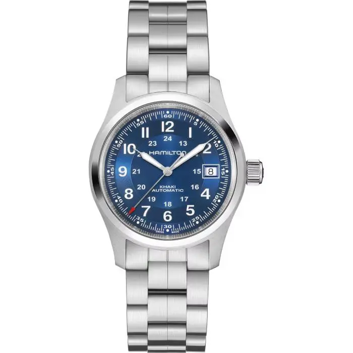Hamilton Khaki Field Automatic Blue Dial Men`s Bracelet Watch H70455140 - Dial: Blue, Band: Silver, Bezel: Silver