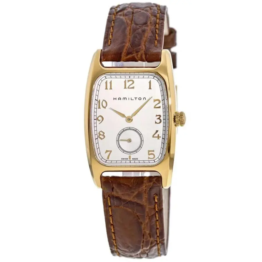 Hamilton American Classic Boulton Quartz White Dial Men`s Watch H13431553 - Face: White, Dial: White, Band: Brown