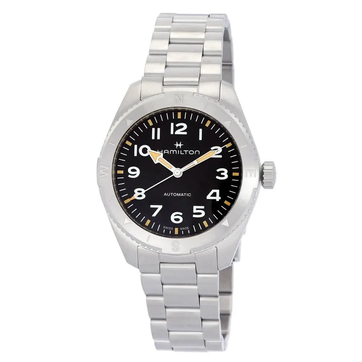 Hamilton Khaki Field Expedition Automatic Black Dial Men`s Watch H70315130 - Dial: Black, Band: Silver, Bezel: Silver
