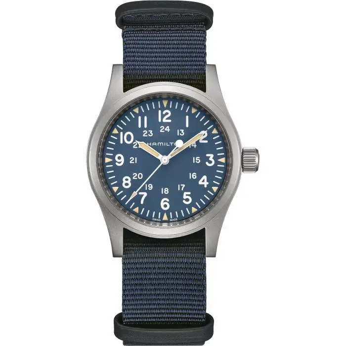 Khaki Field Mechanical 38 mm Blue Dial Blue Strap Watch H69439940 by Hamilton