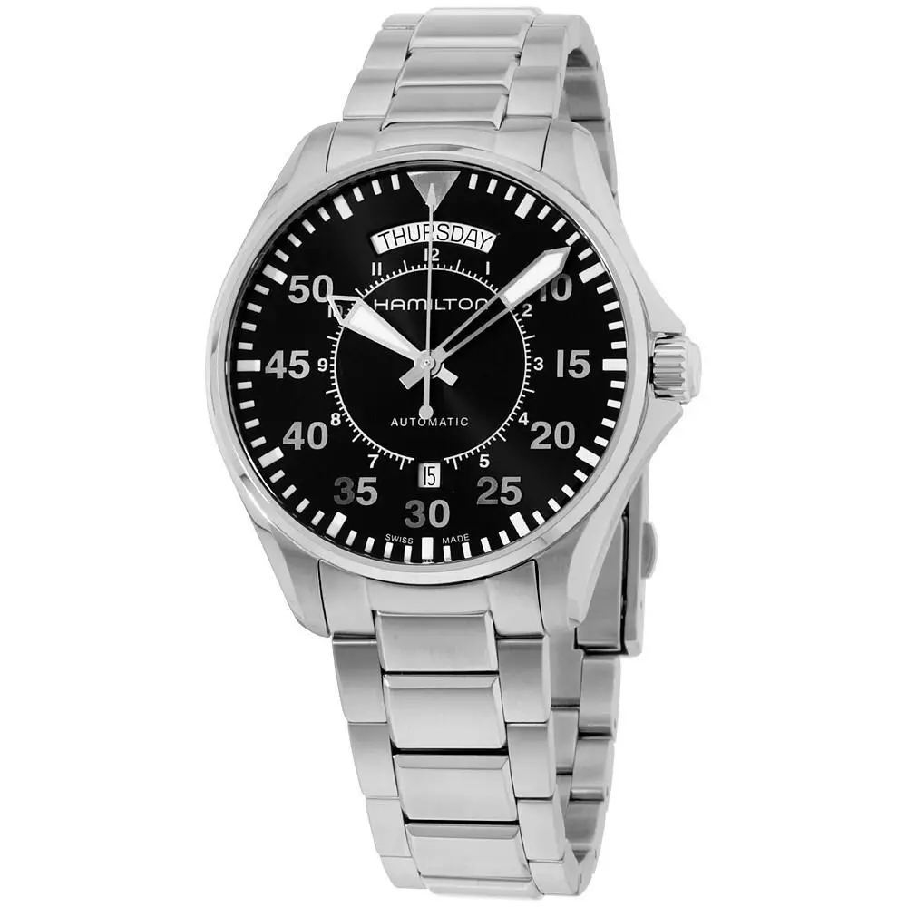 Hamilton Khaki Aviation Pilot Day Date Auto H64615135 - Dial: Black, Band: Silver