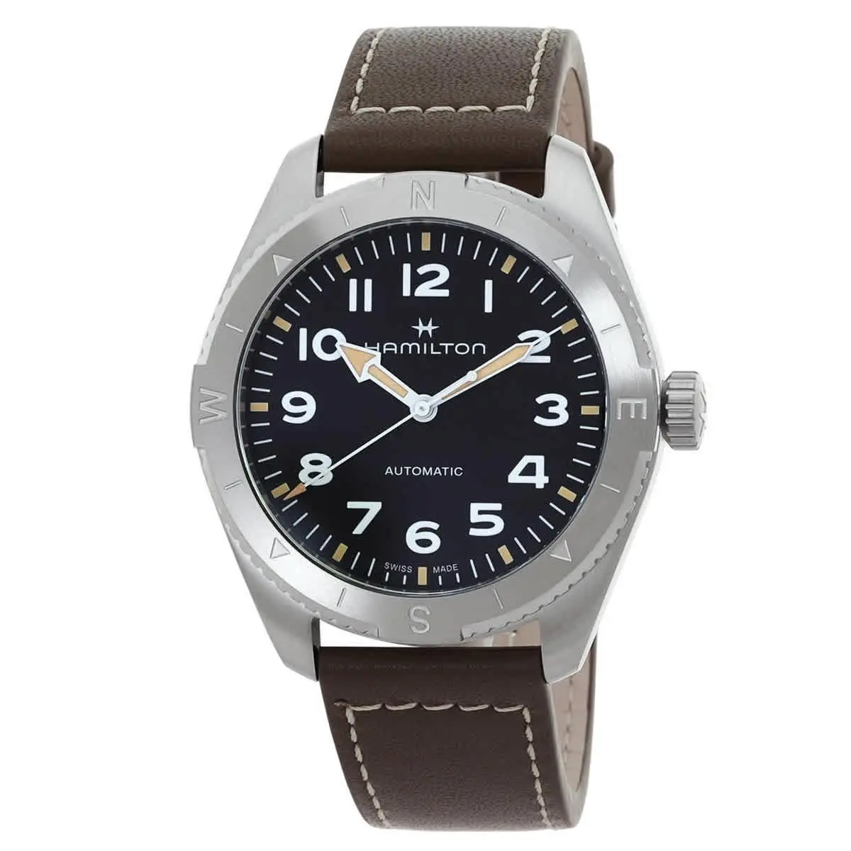 Hamilton Khaki Field Expedition Automatic Black Dial Men`s Watch H70315830 - Dial: Black, Band: Green, Bezel: Silver