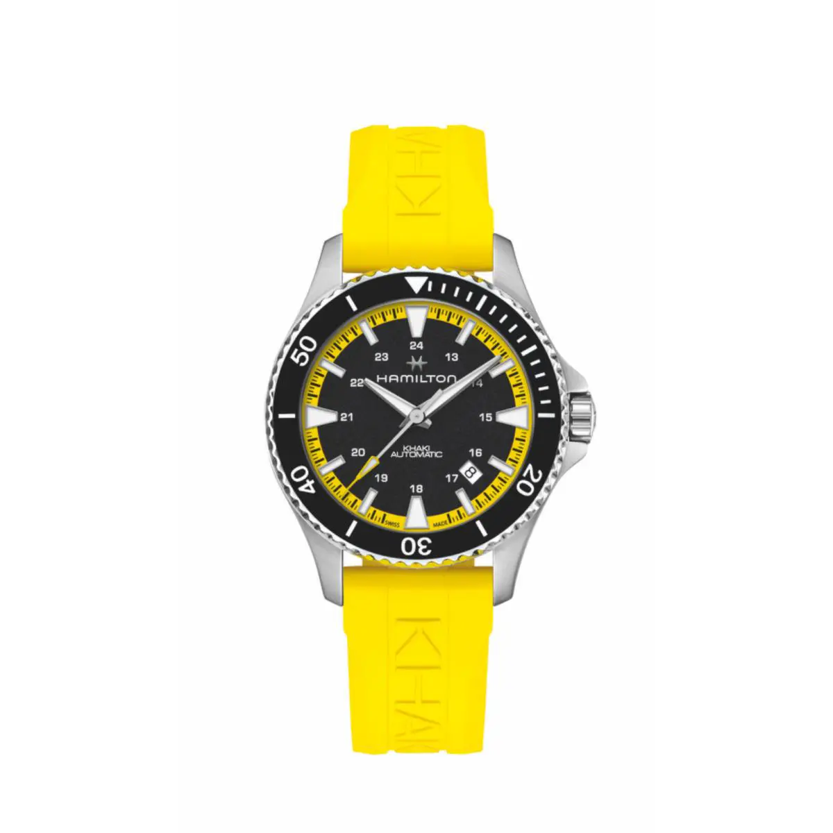 Hamilton H82395332 Khaki Navy Scuba Steel 40mm Yellow Rubber Auto Wrist Watch