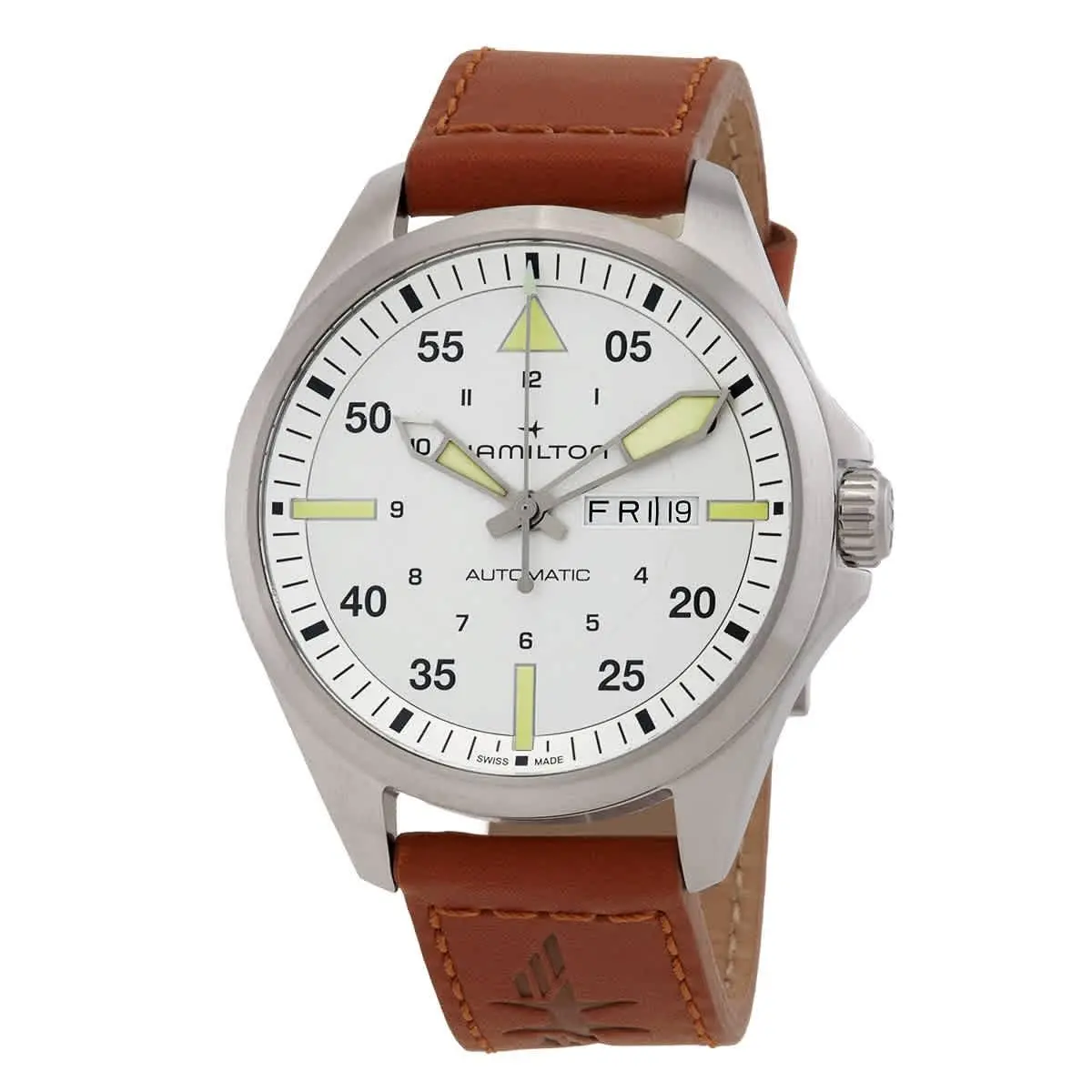 Khaki Aviation Automatic Silver Dial Men`s Watch H64635550 by Hamilton