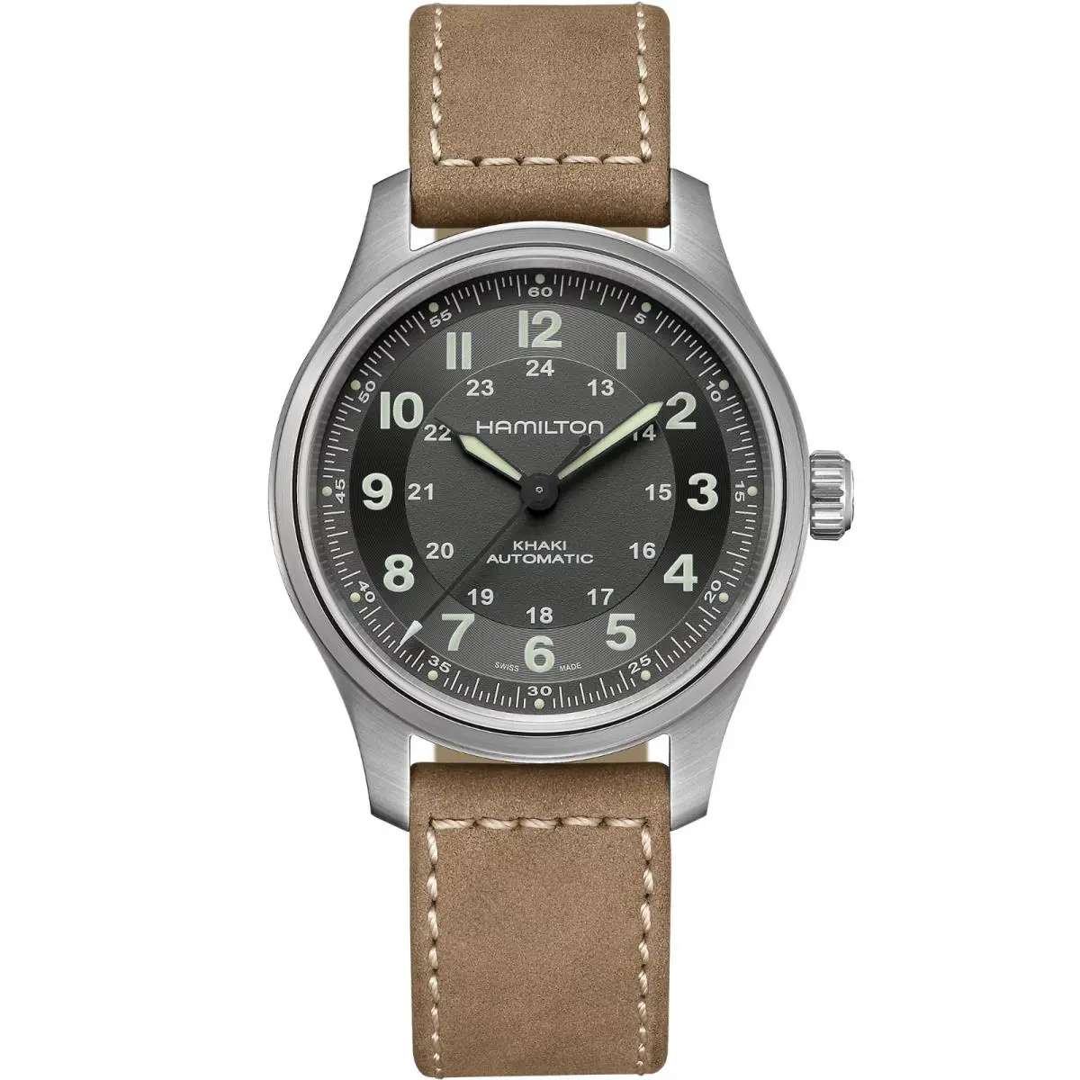 Hamilton Khaki Field Titanium Case Black Dial Beige Leather 42MM H70545550