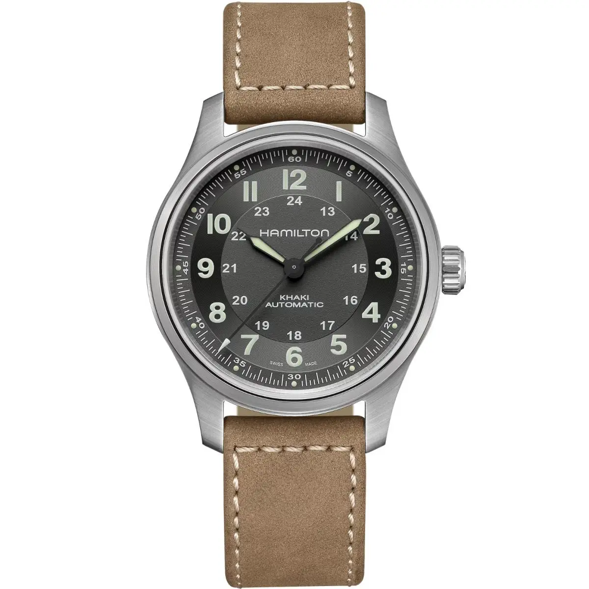 Hamilton Khaki Field Titanium Case Black Dial Beige Leather 42MM H70545550