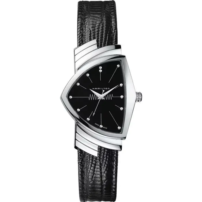 Hamilton Ventura Quartz 32mm x 50mm Black Dial Leather Band Watch H24411732