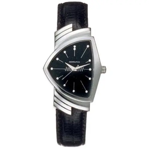 Ventura Unisex Black Watch with Leather Band - H24411732 by Hamilton