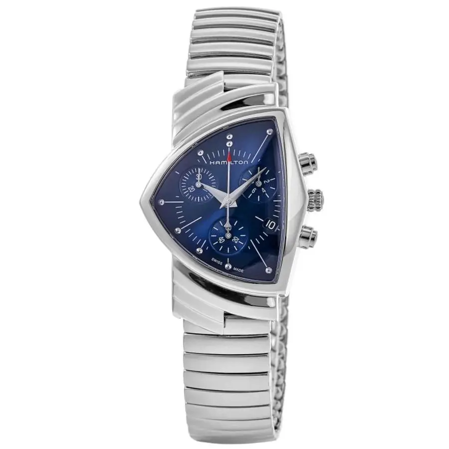 Hamilton Ventura Chrono Quartz Elvis Blue Suede Men`s Watch H24432141
