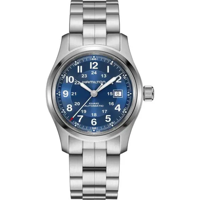 Khaki Field Auto 42mm Blue Dial Stainless Steel Watch H70605140 by Hamilton