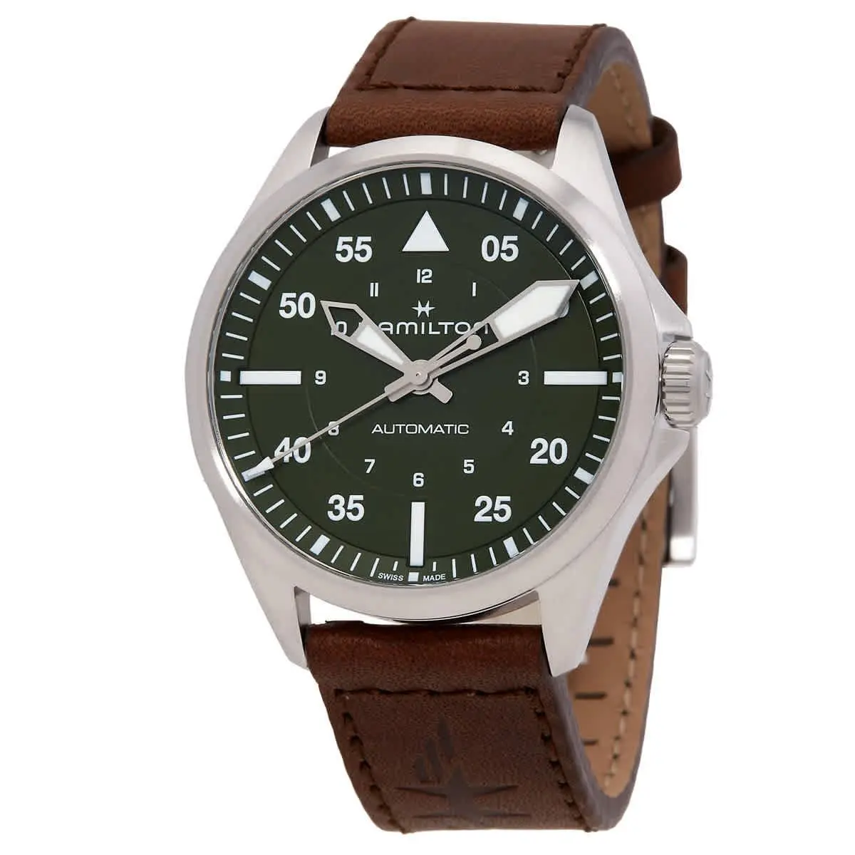 Khaki Aviation Pilot Automatic Green Dial Watch H76305560 by Hamilton