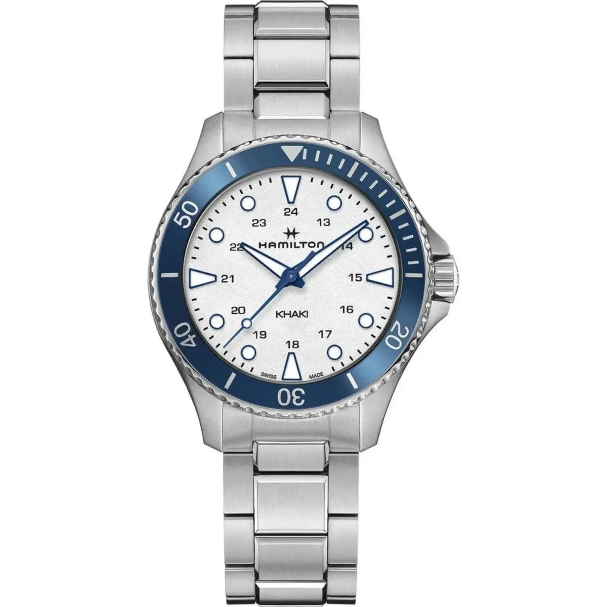 Hamilton Men`s Watch Khaki Navy Quartz White Dial Silver Tone Bracelet H82231150