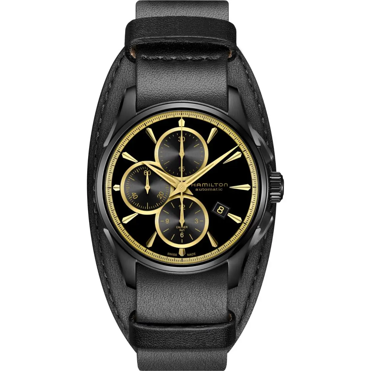Jazzmaster Auto Chrono Black Pvd Case Black Bund Strap H32506730 by Hamilton
