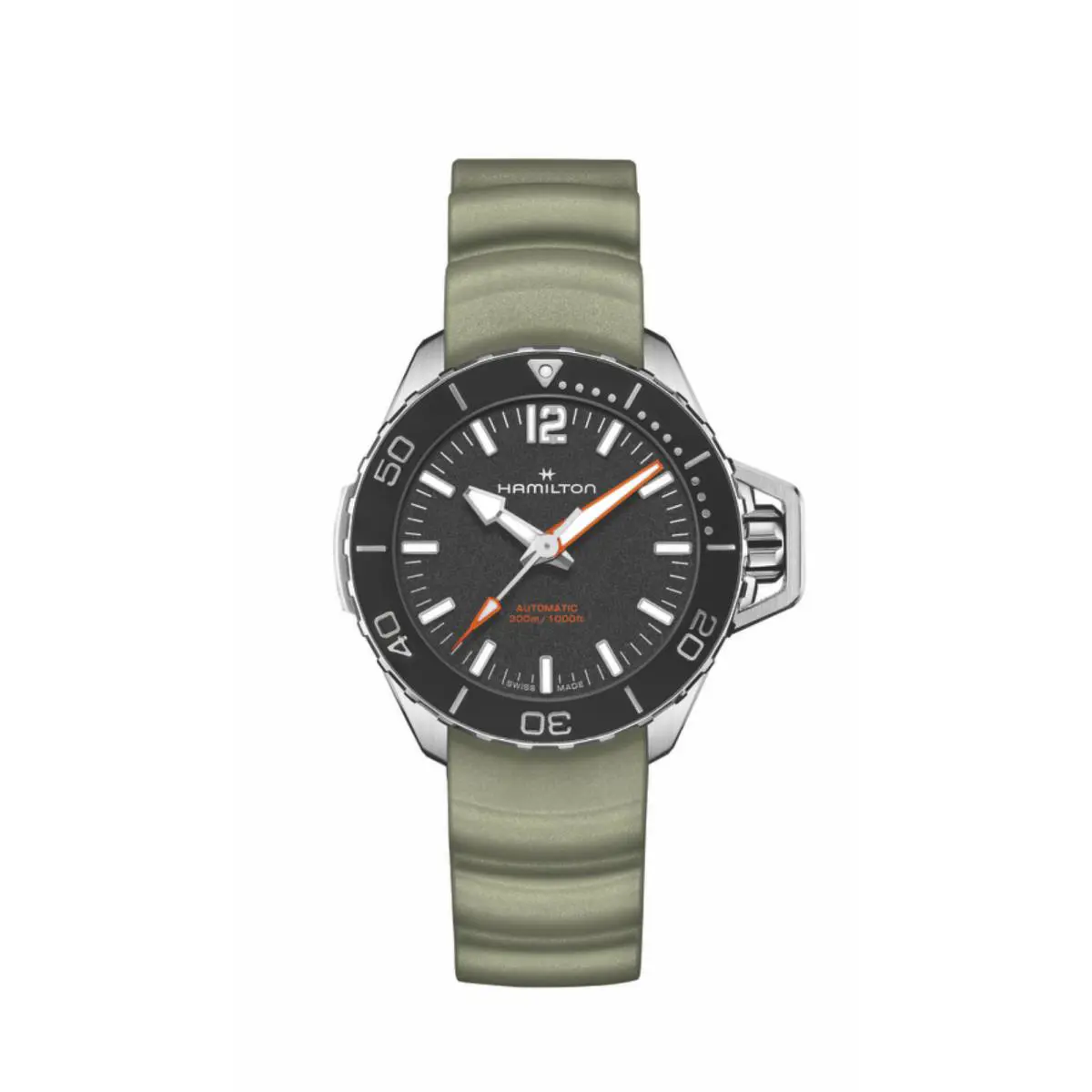 Hamilton H77455331 Khaki Navy Frogman Steel 41 mm Rubber Automatic Men`s Watch