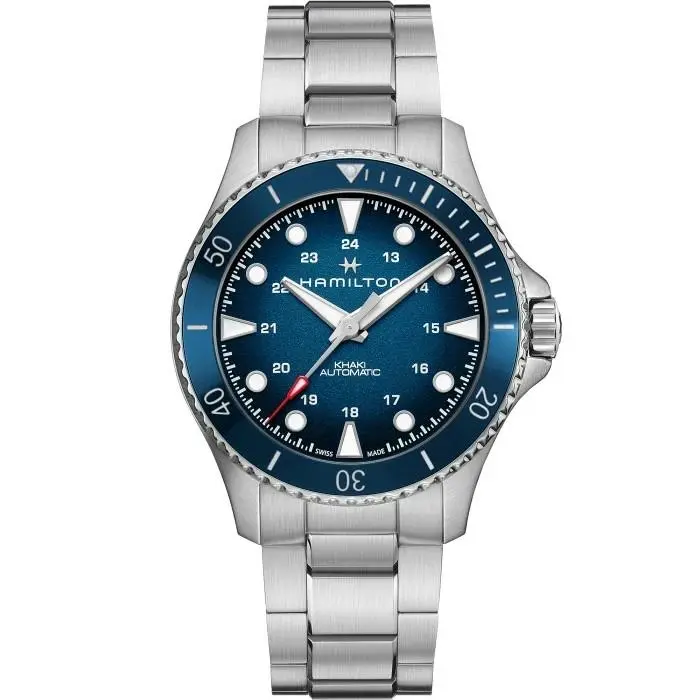 Hamilton Khaki Navy Scuba Auto ST Steel Blue Dial Men`s Watch H82505140 - Dial: Blue, Band: Silver, Bezel: Blue