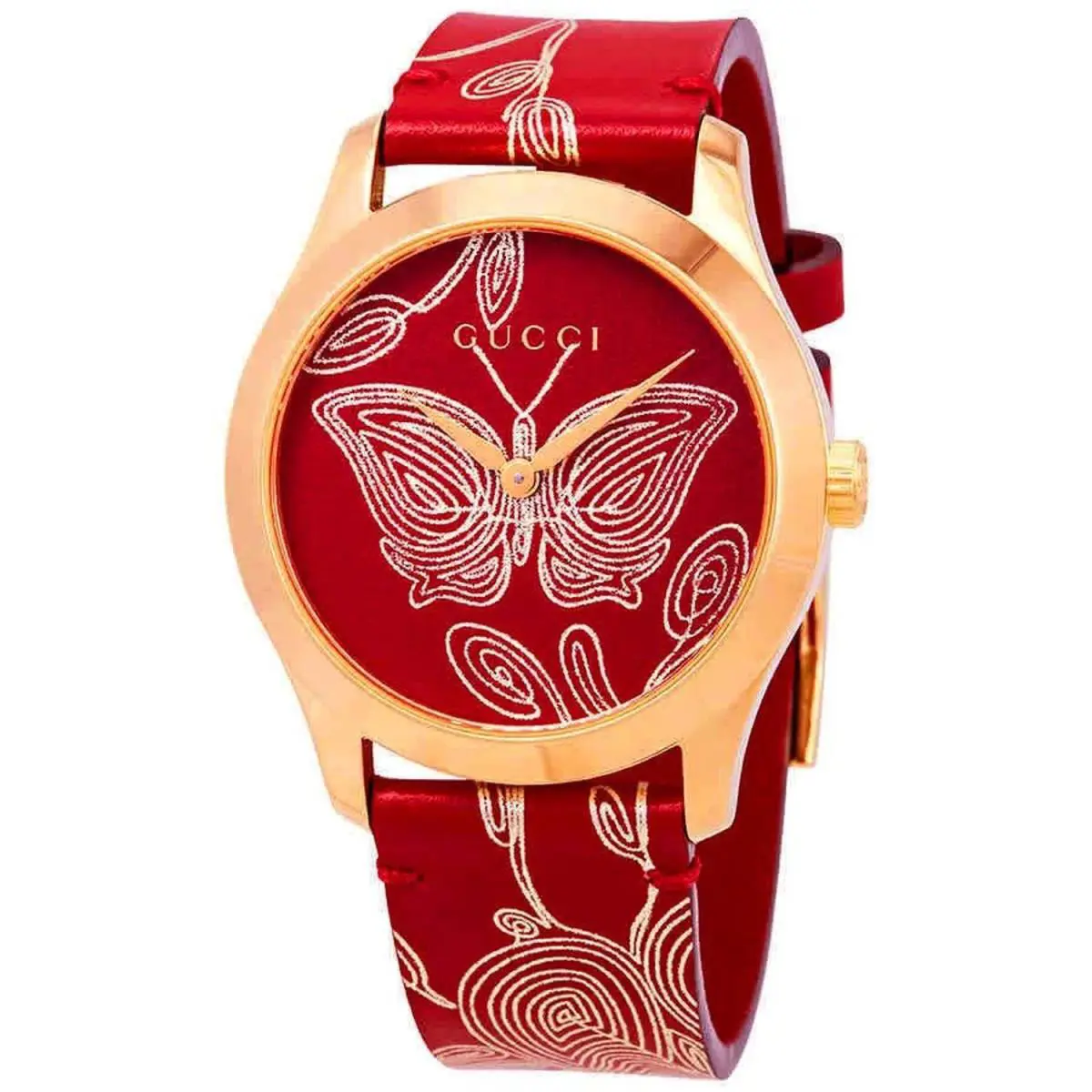 Gucci YA1264054 Women`s G-timeless Red Quartz Watch - Dial: Red, Band: Red
