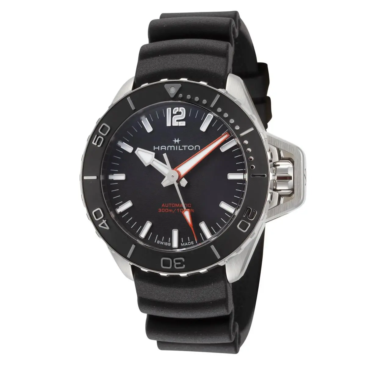 Hamilton Men`s Khaki Navy 41mm Automatic Watch H77455330 - Dial: Black, Band: Black, Other Dial: Black