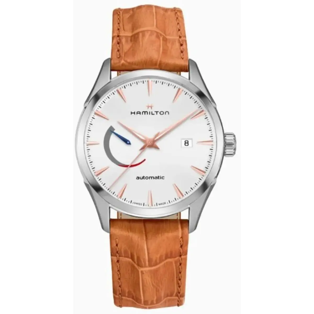 Hamilton Men`s Watch Jazzmaster Automatic White Dial Brown Strap Date H32635511
