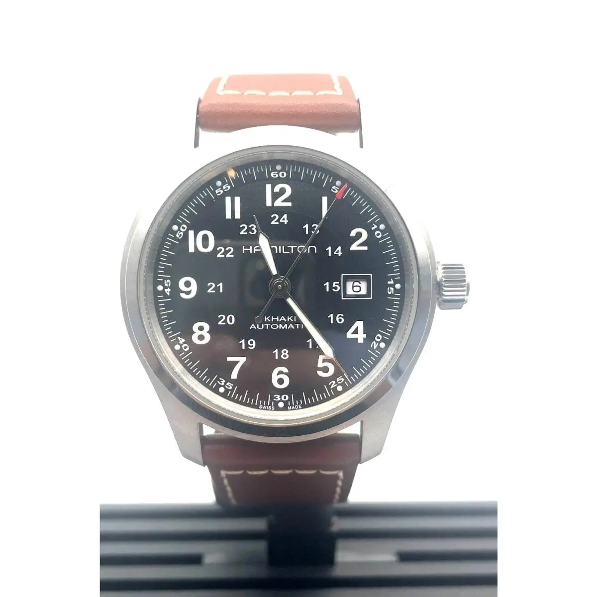 Hamilton Khaki Field Auto Black Dial Brown Leather Men Watch H70555533