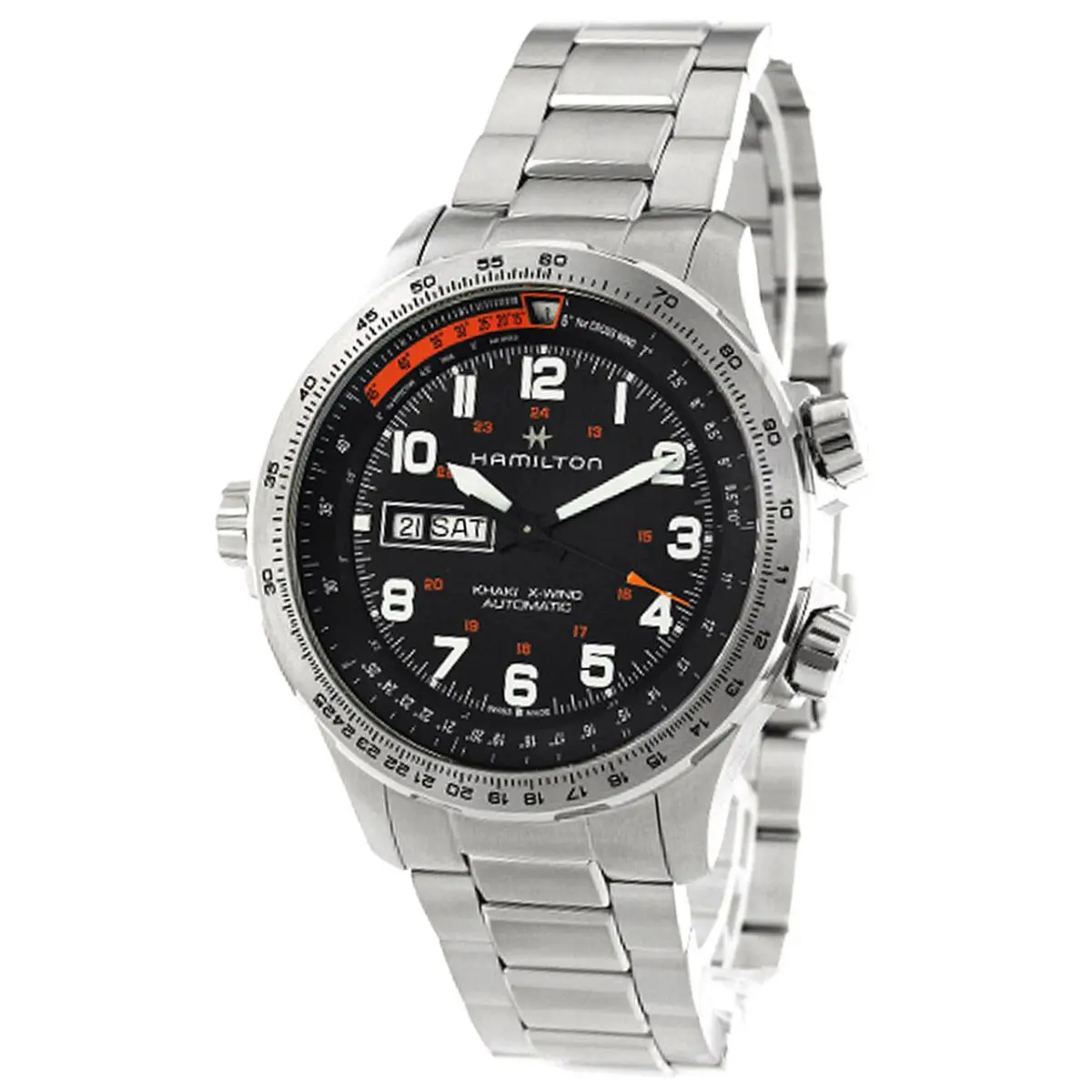Khaki Aviation X Wind Black Dial S-steel Men`s Watch H77755133 by Hamilton