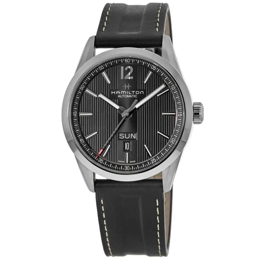 Hamilton Broadway Day Date Auto Black Dial Leather Men`s Watch H43515735