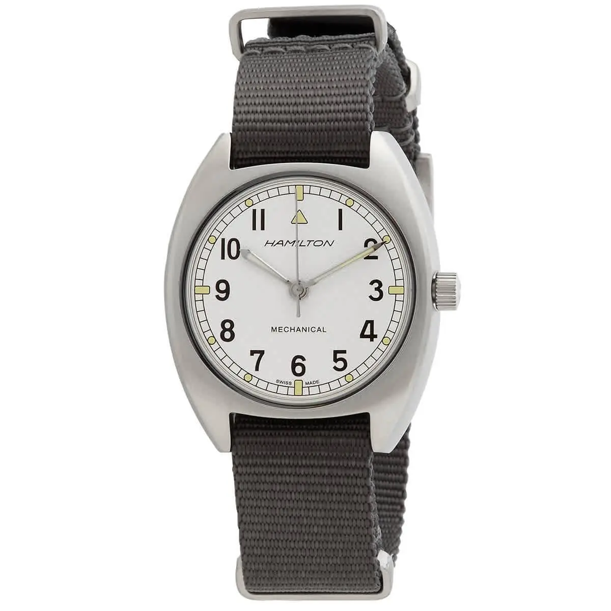 Khaki Aviation Pilot Pioneer Mechanical Hand Wind Silver Dial Men`s by Hamilton