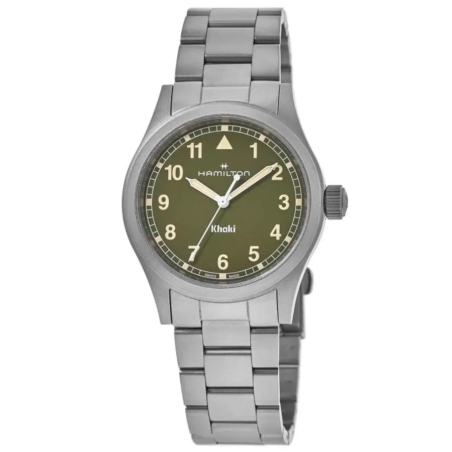 Hamilton Khaki Field Quartz Green Dial Stainless Steel Men`s Watch H69401160 - Face: Green, Dial: Green, Band: Silver