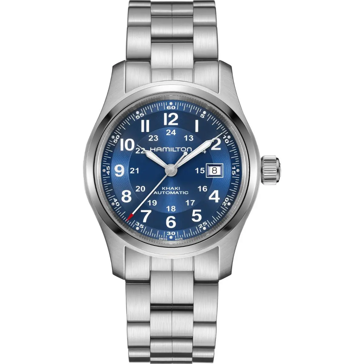 Khaki Field Automatic Blue Dial Men`s Bracelet Watch H70605140 by Hamilton