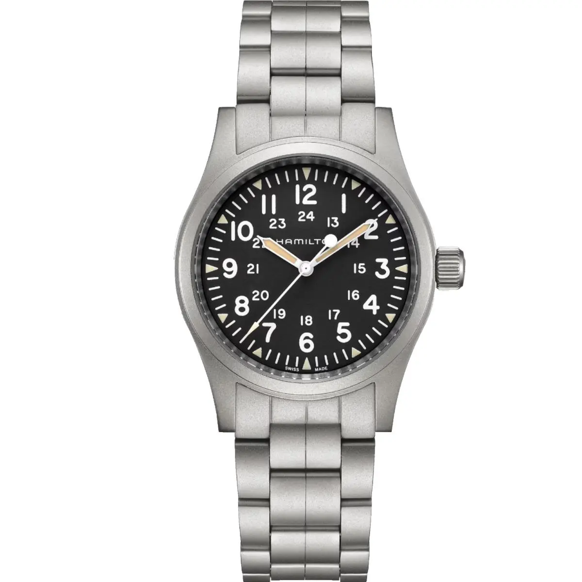 H69439131 Khaki Field 38 mm Steel Black Dial Mechanical Men`s Watch by Hamilton