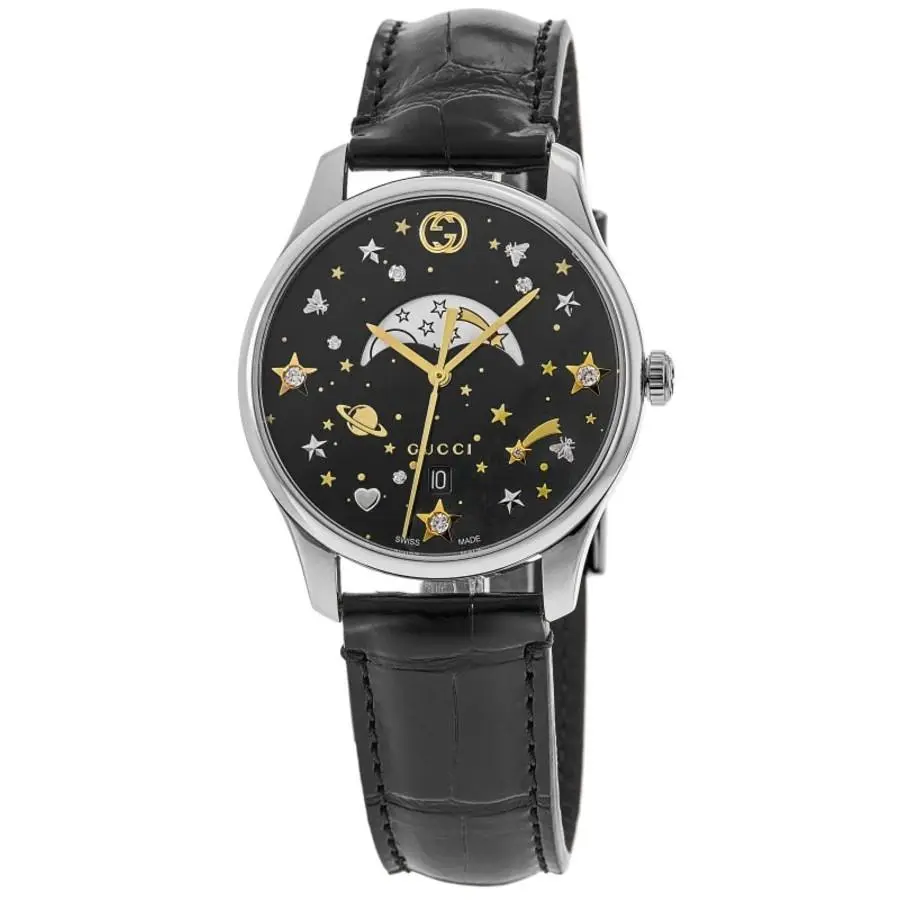 G-timeless Black Moonphase Diamond Dial Women`s Watch YA1264091 by Gucci