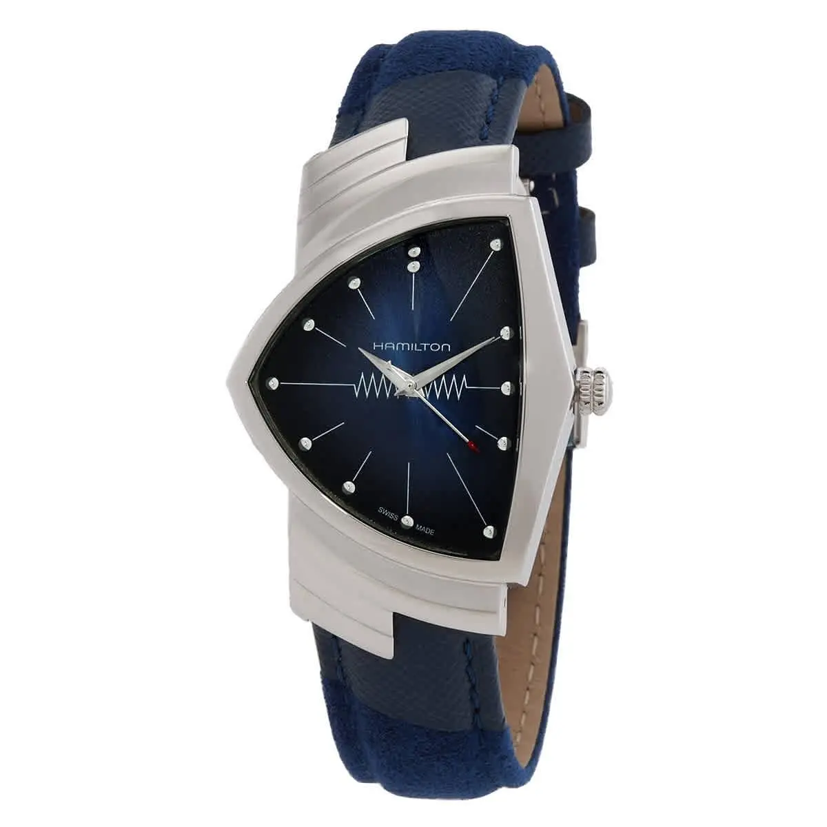Hamilton Ventura Quartz Blue Dial Ladies Watch H24411942 - Dial: Blue, Band: Blue, Bezel: Silver-tone