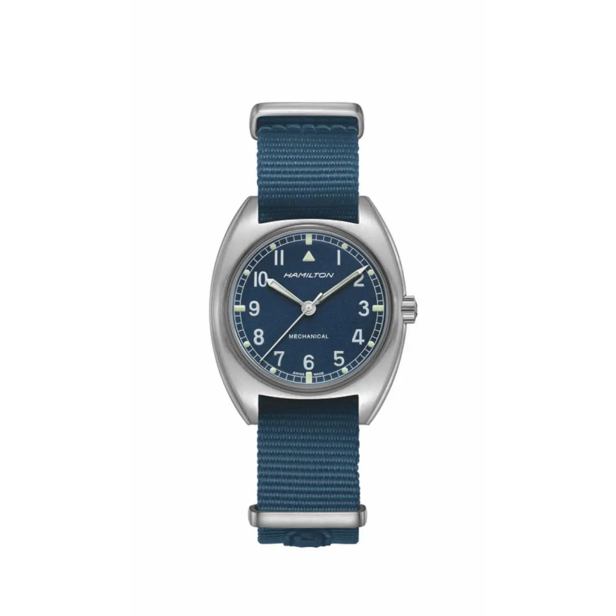 Hamilton H76419941 Khaki Aviation Pilot Pioneer 36mm Steel Mechanical Mens Watch - Dial: Blue, Band: Blue, Bezel: Silver