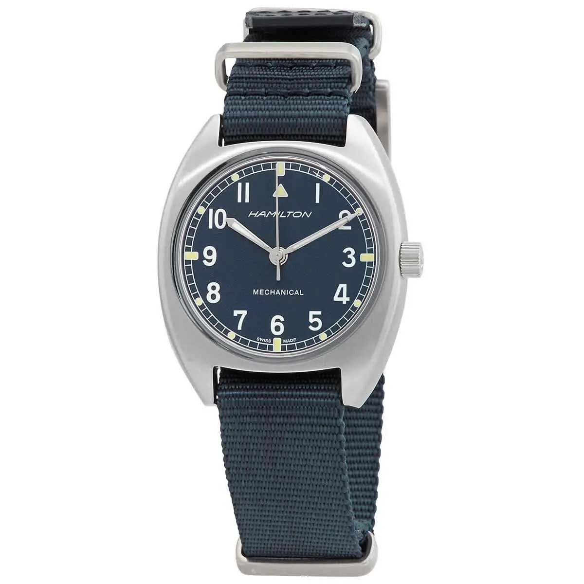 Hamilton Khaki Aviation Pilot Pioneer Hand Wind Blue Dial Men`s Watch H76419941 - Dial: Blue, Band: Blue, Bezel: Silver