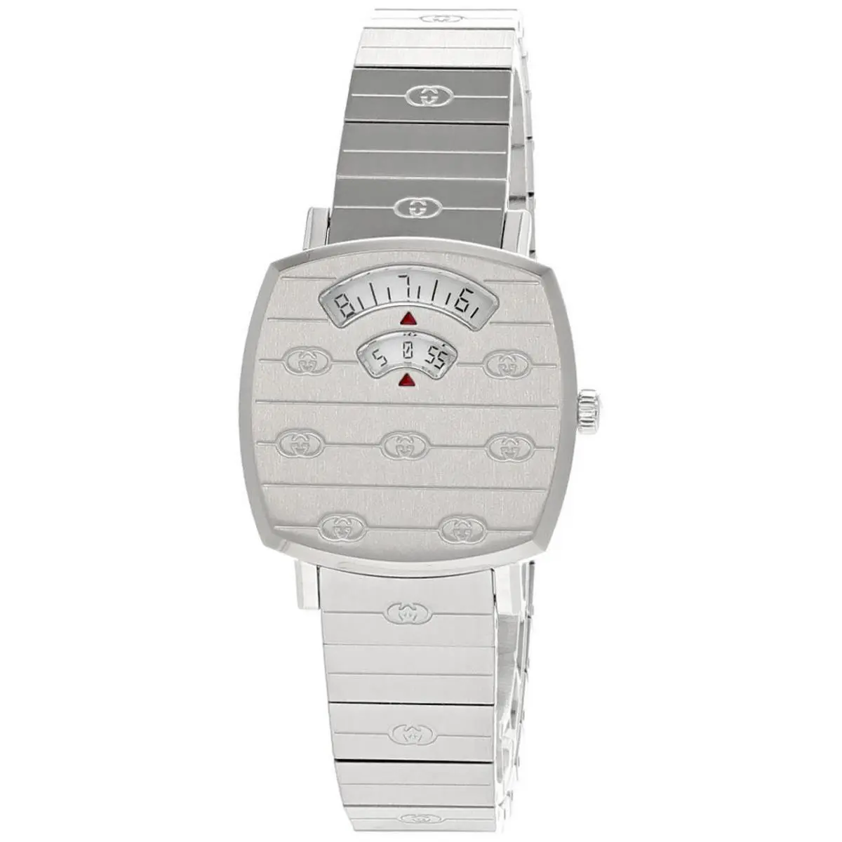Gucci Grip 27mm Stainless Steel Silver Dial Women`s Watch YA157501 - Dial: Silver/Digital, Band: Silver, Bezel: Silver