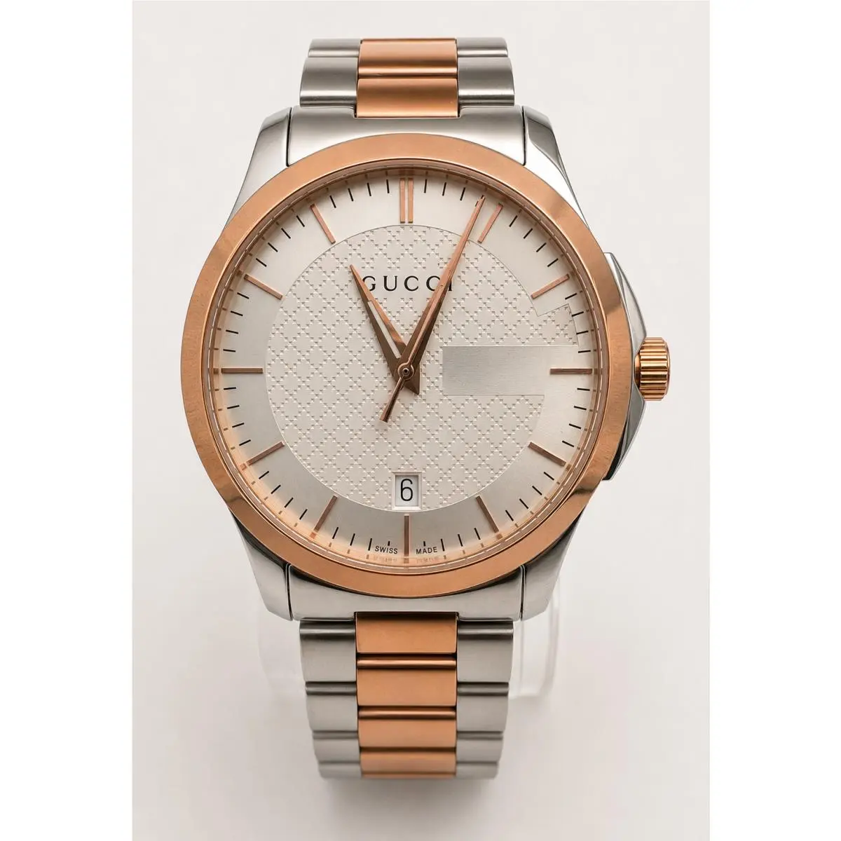Men`s G-timeless Two-tone Silver Dial 38mm Quartz Watch - YA126473 by Gucci