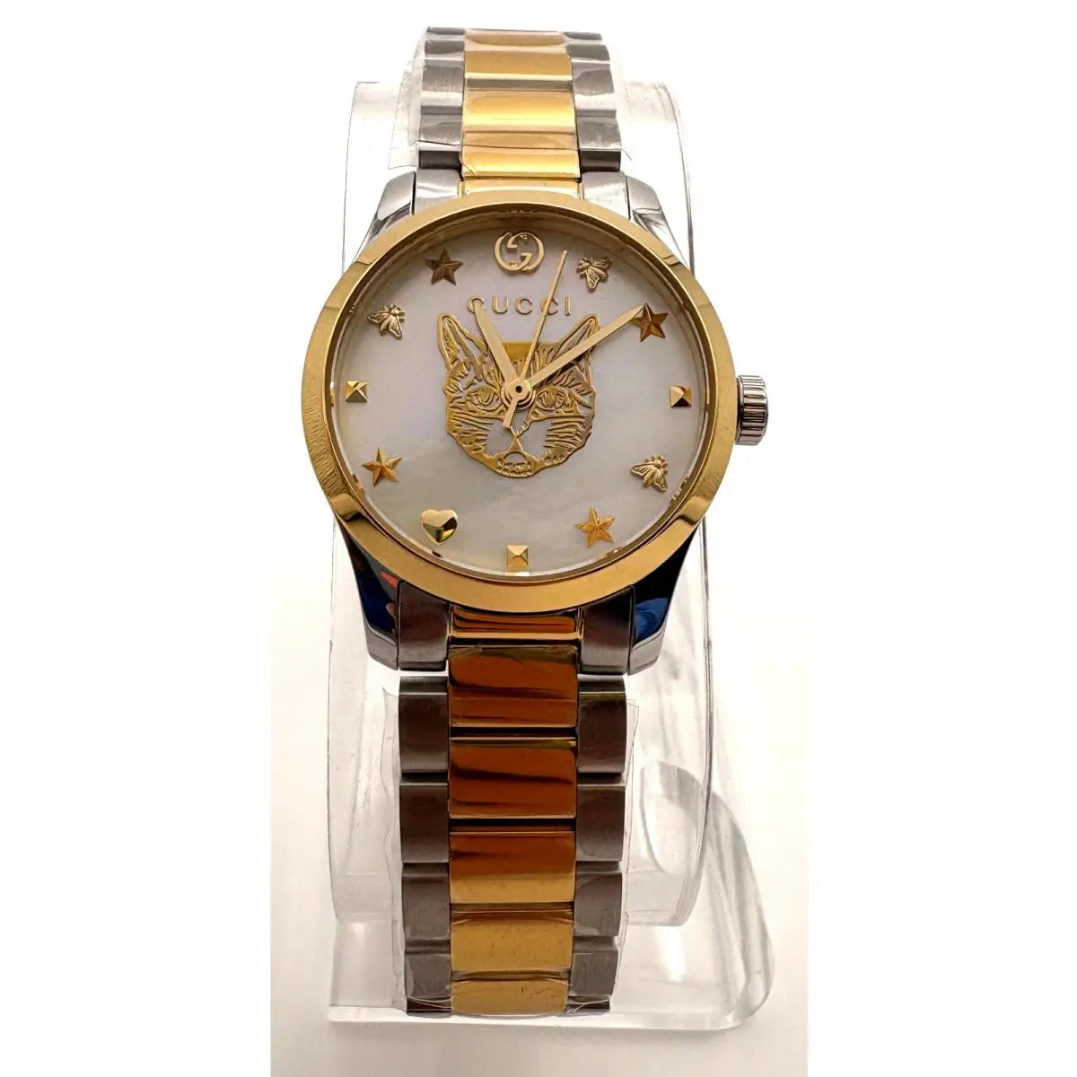 G-tmeless YA1265012 Stainless Steel White Dial 27mm Quartz Women`s Watch by Gucci