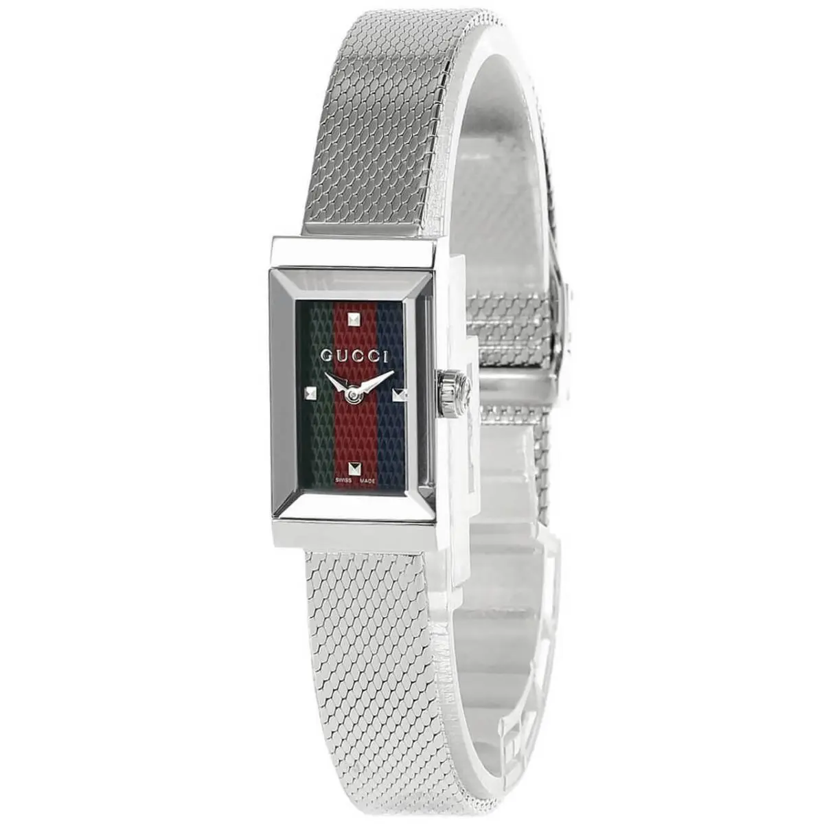Gucci G-frame 14X25mm SS Green/red/blue Dial Women`s Watch YA147510