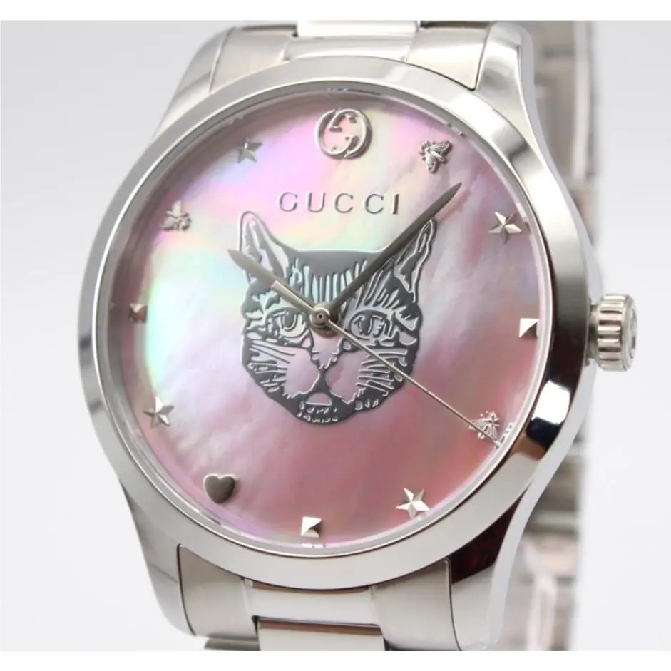 Gucci G-timeless Iconic YA1264166 Quartz Unisex Watch 38mm - Dial: Pink, Silver, Mother Of Pearl, Band: Silver, Bezel: Silver