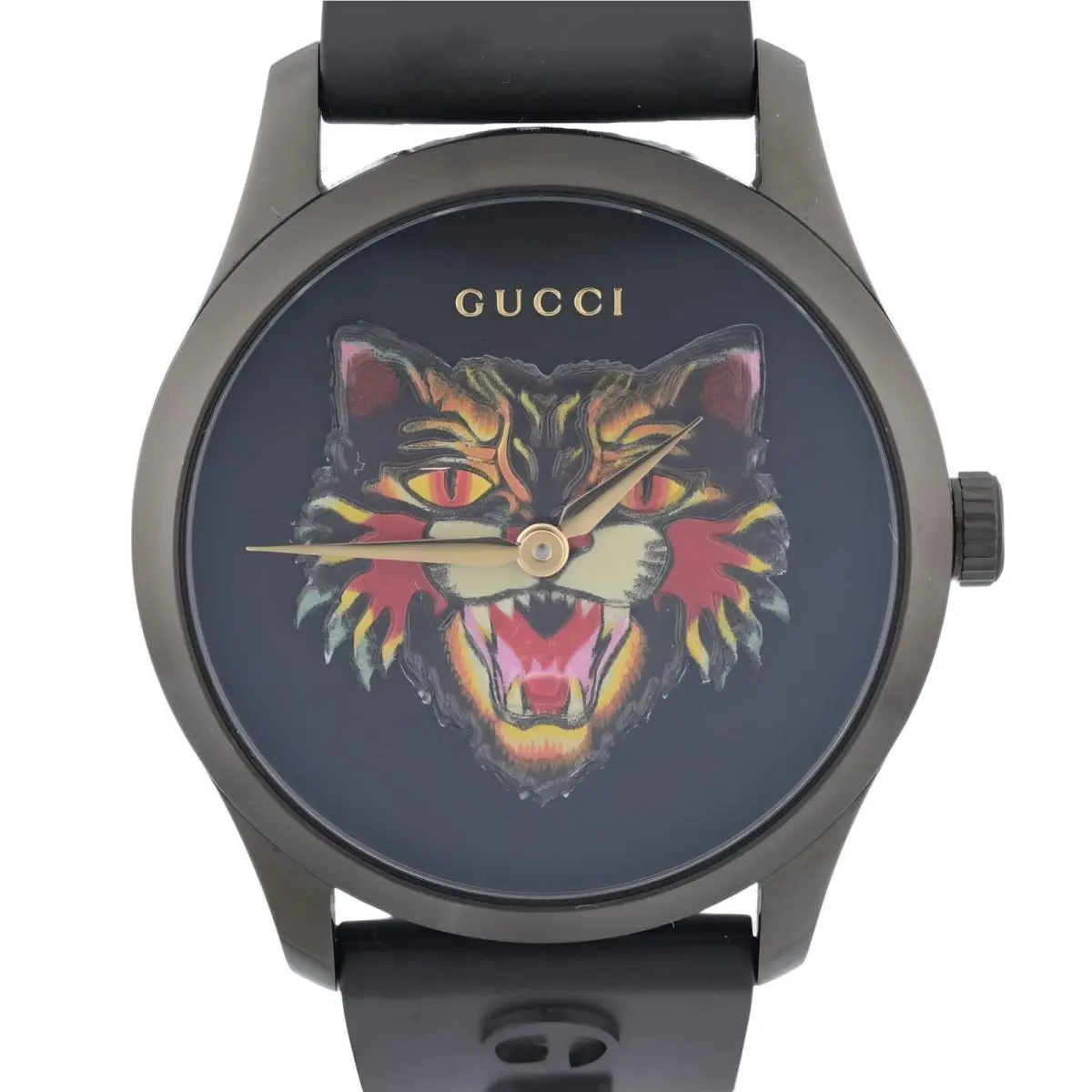 Tiger G-timeless 38mm YA1264021A Black Pvd Quartz Watch W/box Papers by Gucci
