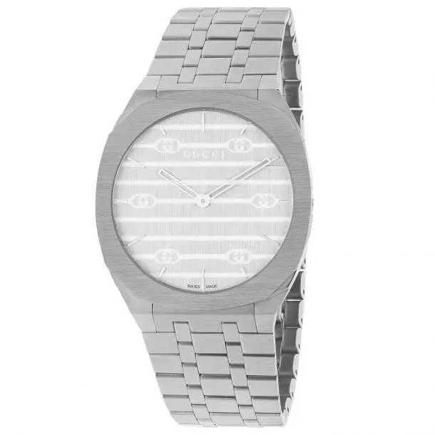 Gucci 25H YA163407 38mm Quartz Watch – Silver Dial Stainless Steel Bracelet
