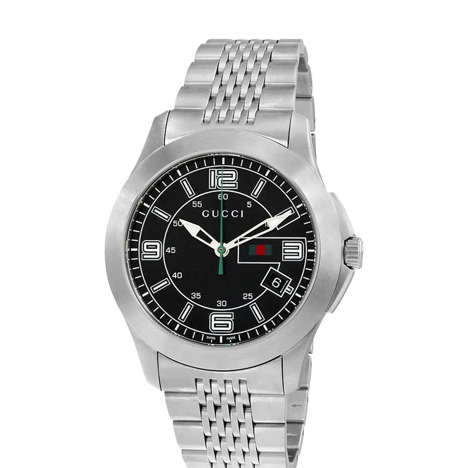 Gucci G-timeless YA126201 Men`s Swiss Stainless Steel Watch - Retail Price - Dial: Black, Band: Silver, Bezel: Silver