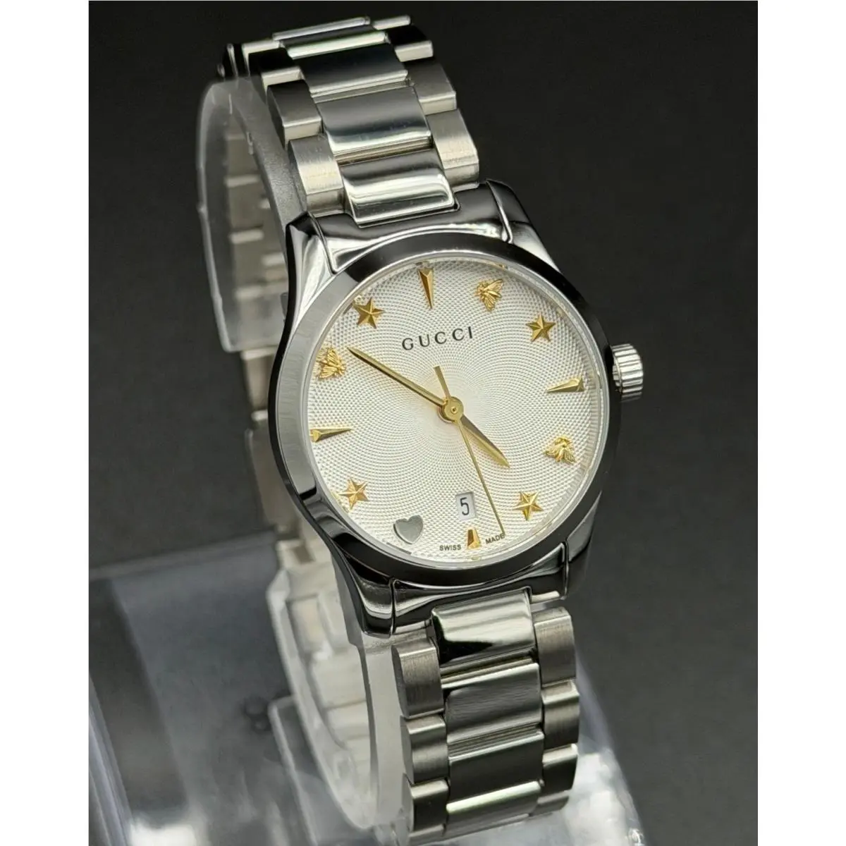 Gucci YA126572A G-timeless Silver Dial 27mm Steel Women`s Watch