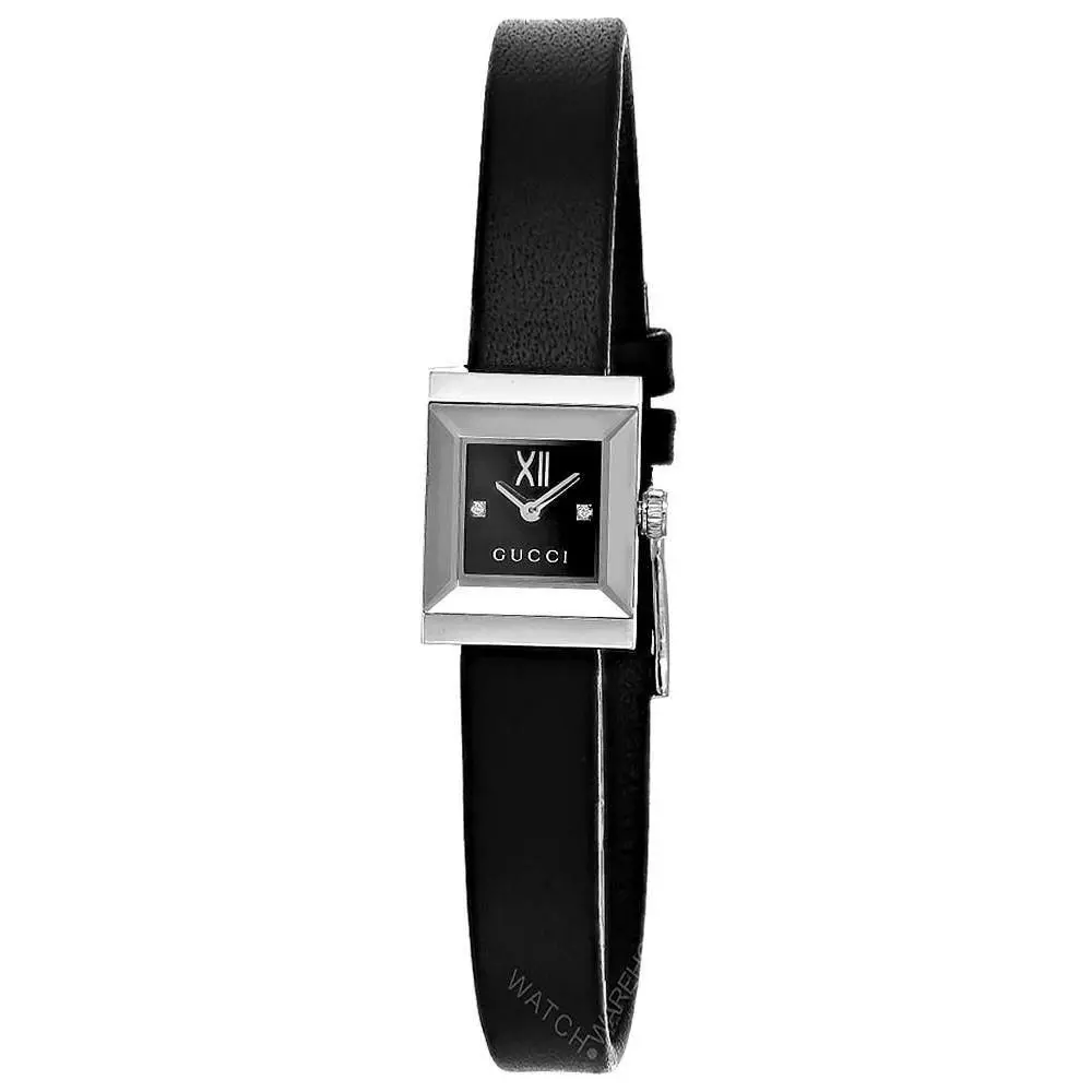 Gucci G-frame Quartz SS 14x18mm Black Dial Leather Women`s Watch YA128538