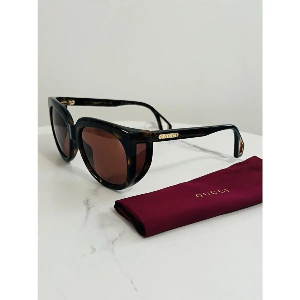 Gucci Havana Wraparound Sunglasses