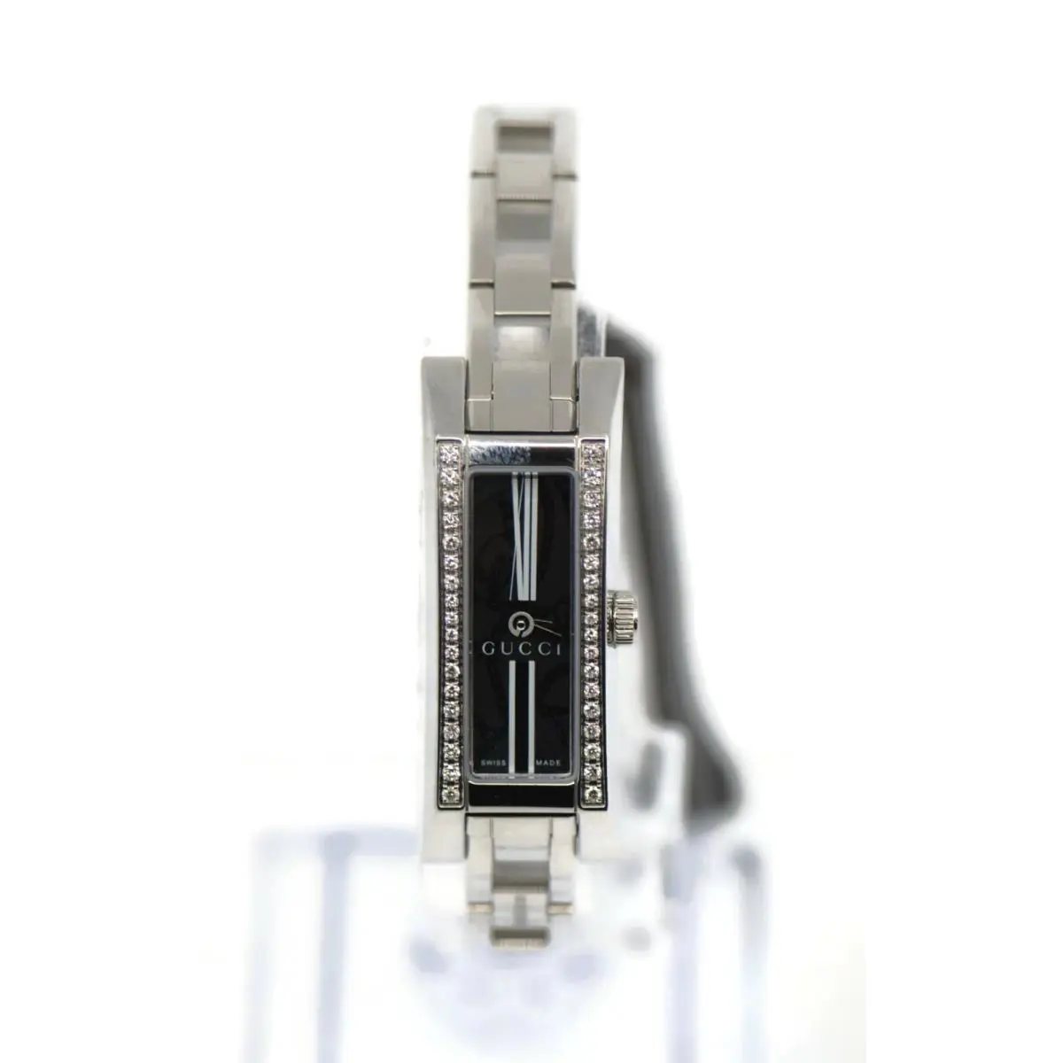 Gucci Series 110 Diamond Stainless Steel Watch YA110509 - Dial: Black