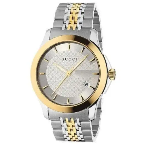 G-timeless 38 mm Two-tone Men`s SS Gold Watch Simply Elegant YA126409 by Gucci