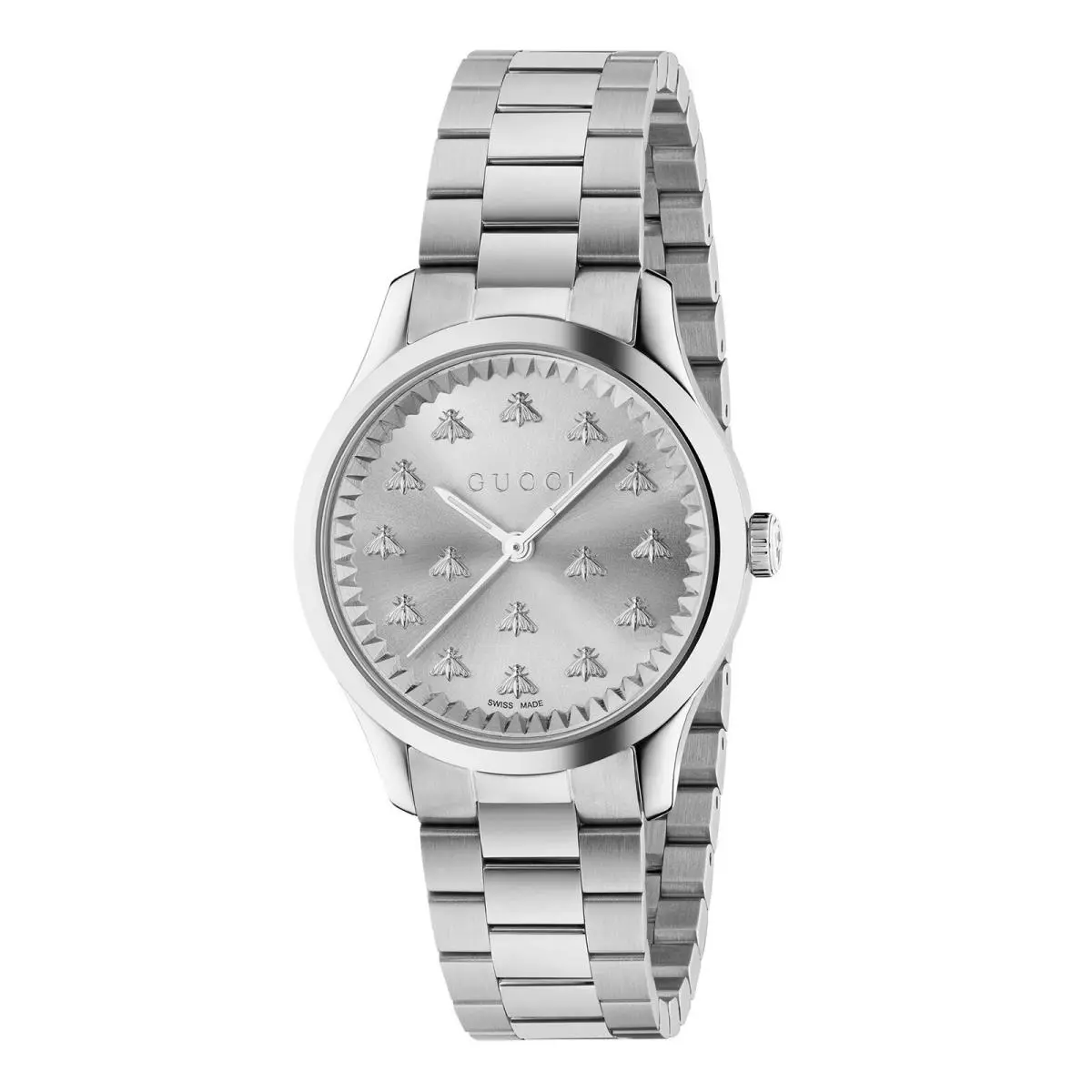 Gucci G-timeless YA1265031 32 mm Silver Sun Brushed Dial Bee Motif Ladies Watch